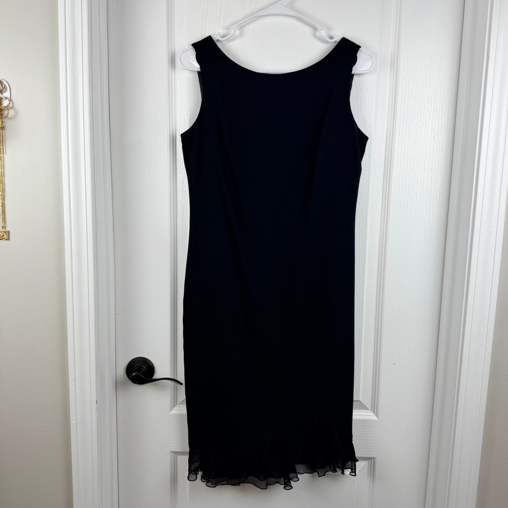 Donna Ricco New York Women's Size 4 Black Sleeveless Ruffle Hem Sheath Dress‎